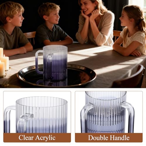 Judaica Hand Washing Cup with Dual Handles, 2 Pcs 5" Acrylic Clear Netilat Yadayim Cup lota for Bathroom Jewish Ritual Netilat Yadayim Holiday Gifts