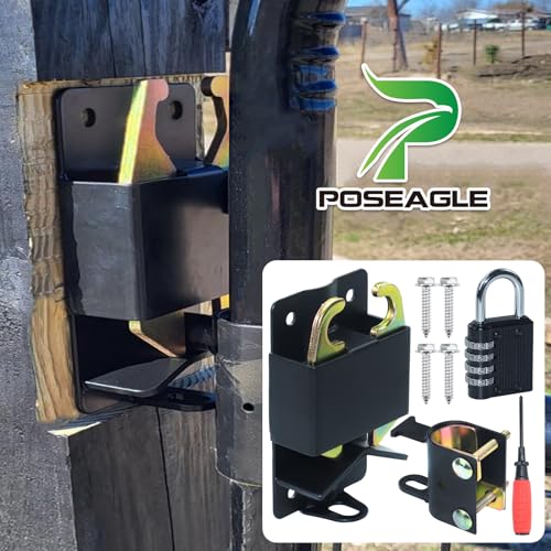 [Upgraded] 5 inch Black S16100700 Two Way Lockable Gate Latch | Include 4-Digit Combination Lock and Screwdriver for Farm Gate Latch, Metal Gates with 1-1/4" to 1-1/2" Diameter Tubes - color: A01 1xLockable Gate Latch for 1-1/4 to 1-1/2 Tubes