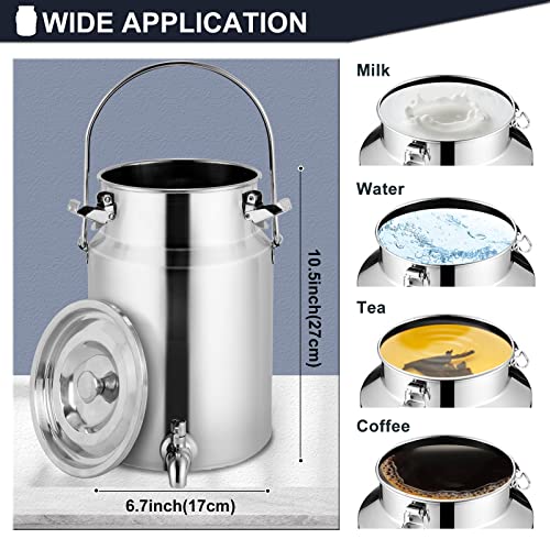 304 Stainless Steel Milk Can with Spigot 1.3 Gallon 5 Liter Metal Water Beverage Drink Dispenser Milk Pail Bucket for Milk Wine Oil