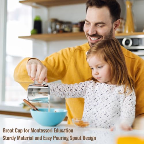 HULISEN Milk Frothing Pitcher, 6.8oz/200ml Stainless Steel Frother Cup | Small Steaming Pitcher for Espresso Machine, Latte Art Pour Cup, Measurement Markings, Dishwasher Safe - size: 6.8oz/200ml Silver