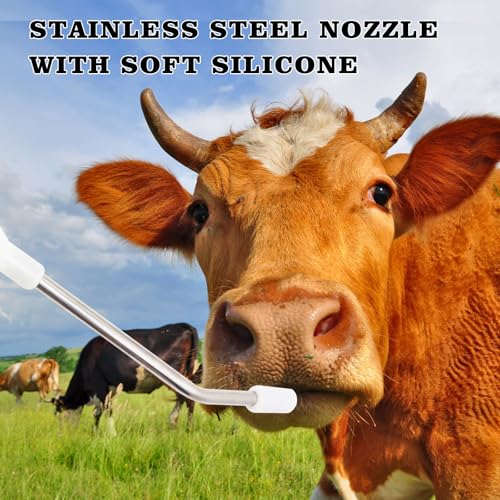 500ML Livestock Syringe with Silicone-Tipped Stainless Steel Nozzle, Large Capacity Veterinary Drench Gun for Feeding & Medicating Pig, Goat, Cow, Sheep, Horse