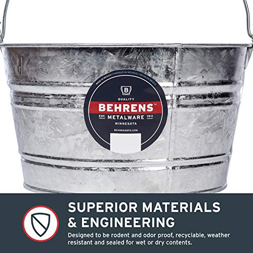 Behrens Hot-Dipped Galvanized Steel Utility Pail 4-1/4 Gallon - size: 17 quart, style: Hot Dipped