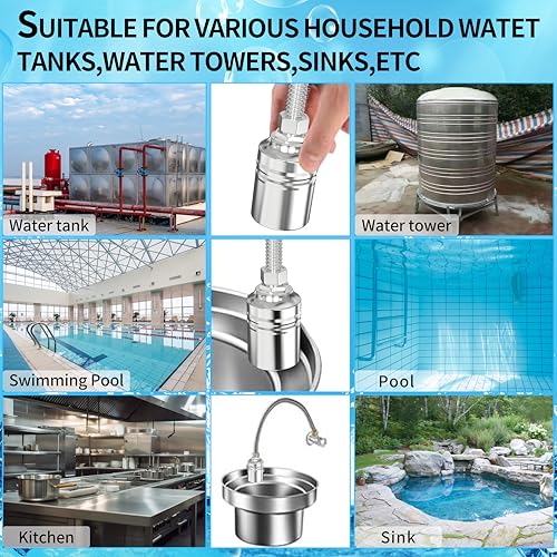 1/2" to 3/4" 1" Water Mini Float Valve,304 Stainless Steel Fully Automatic Level Controller Valve for Wate Tank, Livestock Troughs, Pool, Distiller