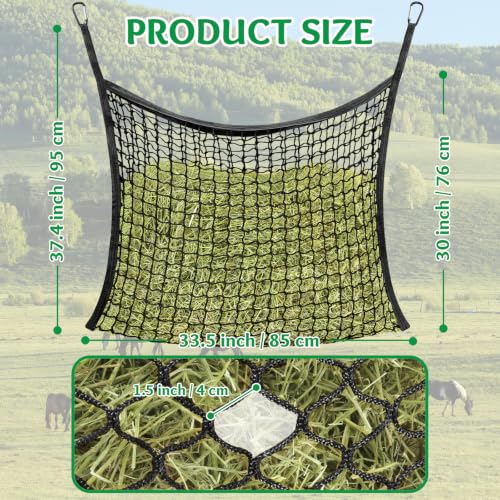 YedsIntu 3 Pcs Hay Bags for Horses, Slow Feed Hay Nets for Horses Goat Sheep, Large Capacity Hay Feeder for Stall, Trailer, Pasture (Black) - size: 3PCS-Black
