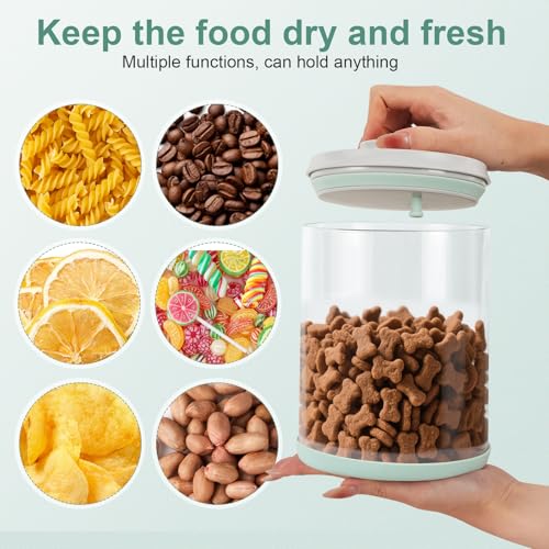 Dog-Cat Food Storage Container, 2 L Airtight Glass Treat Jar | 2 L/2.2 qt borosilicate glass jar with one-push airtight lid; BPA-free, removable lid for cleaning; for kibble and treats. - size: 2.2 Qt