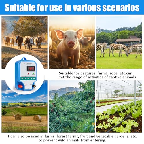 Electric Fence Charger for Livestock - 12 kV 3 Joules High-Power Electric Fence Energizer for Containing Pets Livestock and Preventing Wild Animals Intruding (7.08in)
