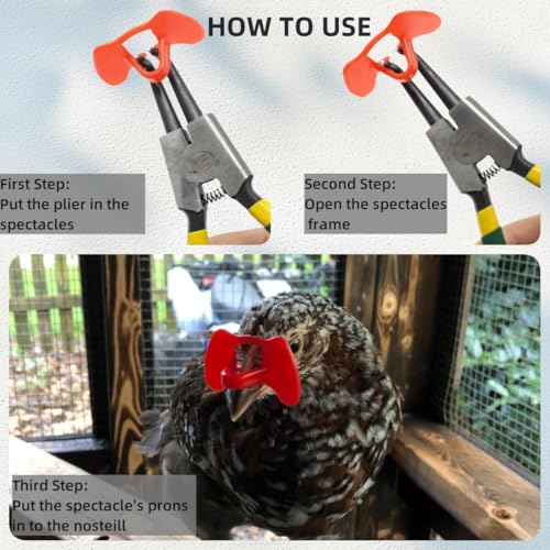 Pinless Peepers for Chickens, 25 Pcs Anti-Pecking Goggles with Pliers, Chicken Blinders and Plier Tool, Chicken Glasses Pheasant Poultry Blinders Spectacles (12 Pcs Large and 12 Pcs Middle with Plier) - size: 12 Pcs Large and 12 Pcs Middle with Plier