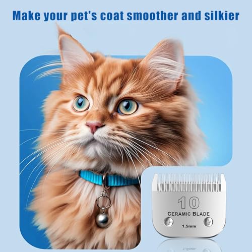 10Blades Dog Grooming Replacement Blades Compatible with Andis Pet Clipper/Oster A5/Wahl KM Series Dog Clipper,Ceramic Blade & Stainless Steel Blade (#10+30+40+4FC+5FC) 5Pack - color: Silvery-11