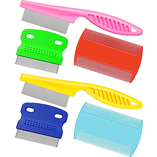 Boao 6 Pack Flea Comb Pet,Pink, Yellow, Dark Blue, Green, Blue, Orange | Stainless Steel Rounded Teeth, Double Sided Design, Lice Remover, Tear Stain Tool, Dematting Brush for Cats Dogs Grooming - color: Pink, Yellow, Dark Blue, Green, Blue, Orange