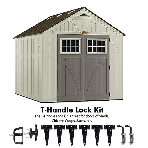 Shed Door Hardware Kit - Complete Gate Set with Hinges, Latch, Lock & Handle for Your Shed Door - size: 5.5 inch-BIG-T