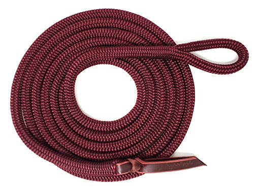 Double Braid Lead Rope with Eye Splice Loop, 12-14FT Lengths (Burgundy, 14 ft.) - color: Burgundy, size: 14 ft.