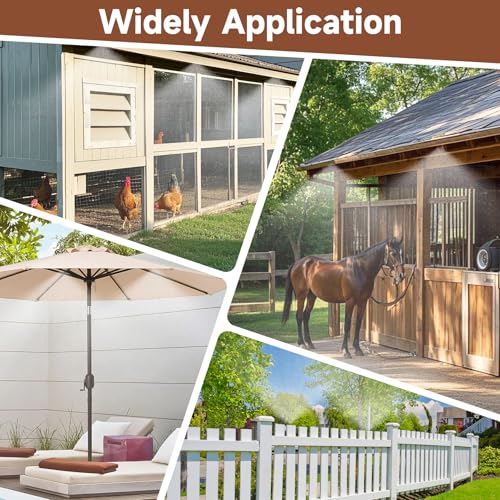 BJADE'S Chicken Coop Misting Cooling System,39.4ft Mist Hose Kit for Chicken Coop,Garden,Greenhouse,Outside Patios,Trampoline,Fan,Deck,Umbrella