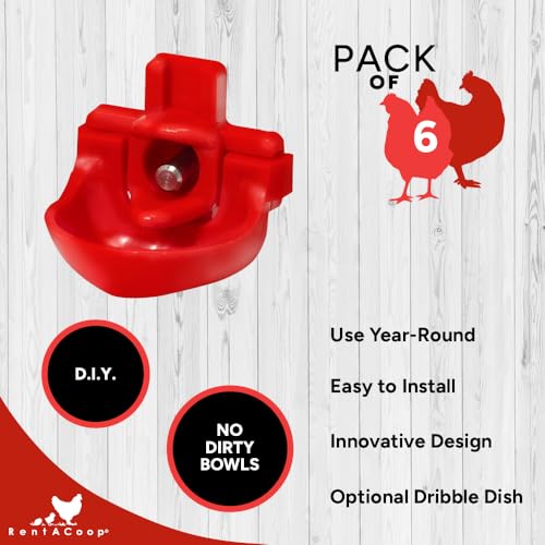 RentACoop DIY Waterer Kit - Horizontal Nipples with Dribble Dish - 6 Pack - size: 6 Pack