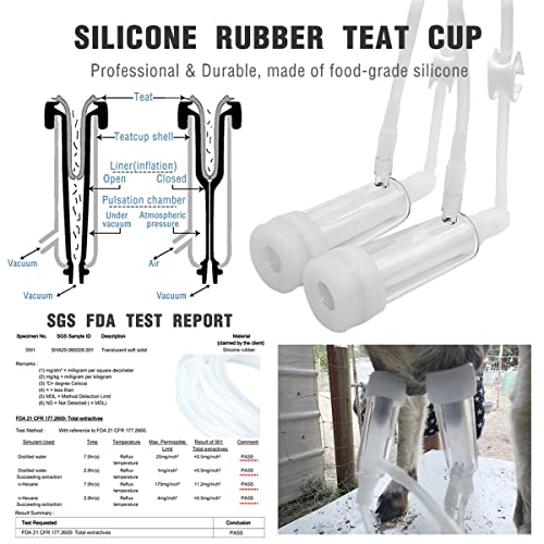 12L Cow Milking Machine with Pressure Gauge (Pro Model) and Goat Teat Cup (Tube Included)
