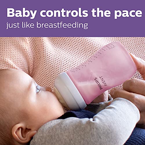 Philips Avent Natural Baby Bottle with Natural Response Nipple, Pink Baby Gift Set with Snuggle, SCD838/03 (Pack of 2) - color: Pink, size: 12 Count (Pack of 2)