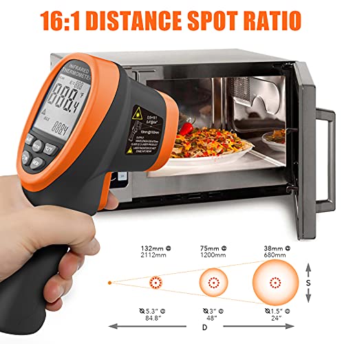 Infrared Thermometer Gun - BTMETER 985C Non Contact 16:1 IR Laser Temperature Gun Digital Instant Read -50℃~800℃(-58℉~1472℉) for Food Cooking Kitchen Grilling HAVC(NOT for Human Temp)