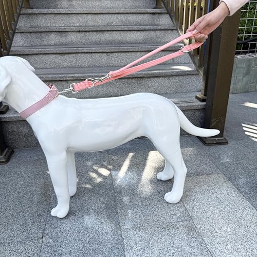 Double Ended Dog Leash,for Obedience Training Easy to Use,Lightweight,Soft for Large and Medium Dogs (Pink, 1M*2.5CM) - color: Pink