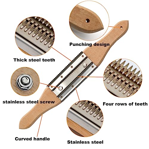Buffer Wheel Rake, Polishing Tool with Stainless Steel Rake Teeth Head and Handle, Dress and Clean Buffing Polishing Wheel & Airway Surface Cleaning - color: Silvery