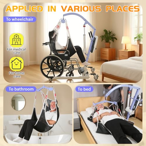 Full Body Patient Lift Sling – Heavy Duty 500lbs, Mesh Shower Sling for Home Use, Universal Medical Transfer Sling Compatible Suitable for Disabled,Elderly (L) - size: L