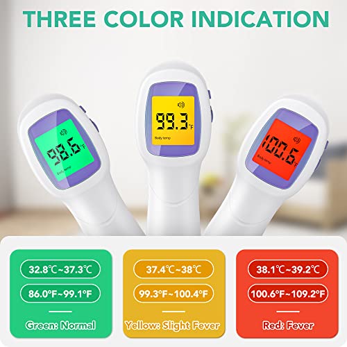maguja Digital Touchless Forehead Thermometer for Adults Kids Home Use | Infrared Forehead Thermometer with 3 in 1 LCD Display Fever Alarm and Memory Function