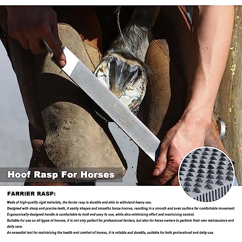14 Inch Horse Farrier Tool Kits,7 Piece Professional Hoof Trimming Kit with Hoof Nippers, Rasp, Shear Cutter, Hoof Knife, Pick, Gloves, Storage Bag, for Horse Goat Pig Hoof Care - size: 14 Inch