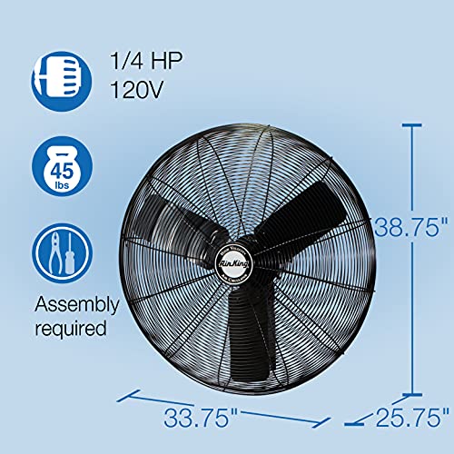 Air King 9030 30-Inch 1/4-Horsepower Industrial Grade Wall Mount Fan with 7,400-CFM, Black Finish - style: 30" Mount Fan