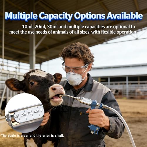 50ML Adjustable Veterinary Metal Feeding Gun, Continuous Drench Gun Continuous Dosing Device with 2.5L Portable Tank, Husbandry Autonomous Feeding Tool for Pig, Sheep, Cow, Horse (50ML) - style: 50ML