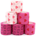 Self Adhesive Bandage Wrap Animal Cohesive Bandage Self Adherent Wrap First Aid Tape for Dogs Cats Horses Birds & Wrist Healing Ankle Sprain (2 Inch Heart 6 Rolls) - color: 2 Inch Heart 6 Rolls