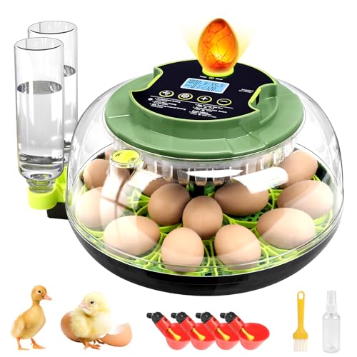 18 Chicken Egg Incubator with Temperature Control Auto Egg Turner | Humidity Display, Egg Candler, 2 Size Egg Trays, Chick Incubaotrs for Hatching Eggs Digital Incubator for Chicken, Duck Eggs - style: 18 Eggs