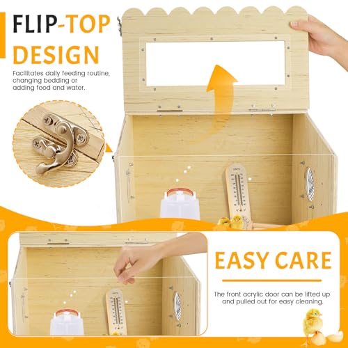 Chicken Brooder Box, Brooder Box for Chicks, Wooden Quail Cage for Hamsters, Ducklings, Hedgehogs and Lizards, Skylight Design Chick Coop, Baby Chicken Supplies (Only Box) (15.7 x 11.8 x 11.8in)