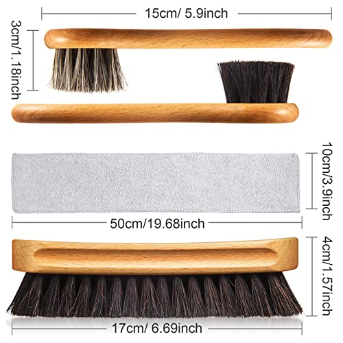 4 Pcs Horsehair Shoe Brush Kit Polishing Daubers Applicators Leather Care Brushes Shine Cleaning Cloth with Case(Shoe Brush Set F) - style: Shoe Brush Set F