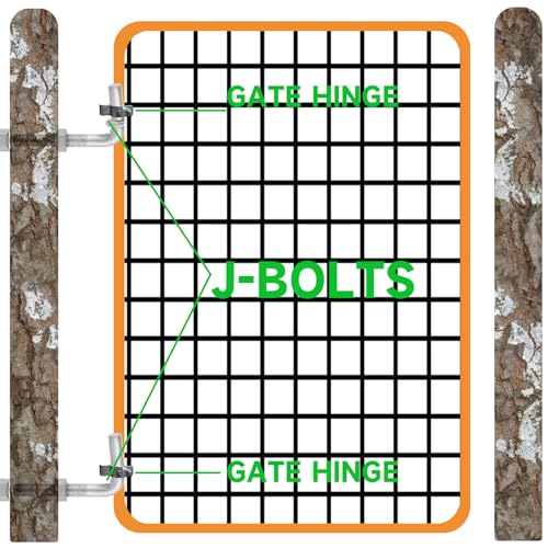 LANIAKEA 6PCS 6" J Bolt Gate Hinge J-Bolt Chain Link Fence Gate Hinge Heavy Duty Threaded Hinges for Cattle Corral Panels - size: 6in