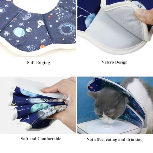 Soft Cat Cone, Adjustable Recovery Collar After Surgery to Prevent Licking Wound, Protective Cat Neck Cone, Comfortable Pet Elizabethan Collar for Cats Kittens and Puppies (L) - size: L (Neck: 11.6-13.9 in)