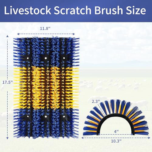 Livestock Scratching Brush, 2Pcs Upgraded Large Cattle Scratcher with 12 Screws, Horse Brushes for Grooming, Relieve Itching on the Back, Livestock Supplies for Horse, Goat, Cow, Pig(XL Brush) - size: 2-PACK