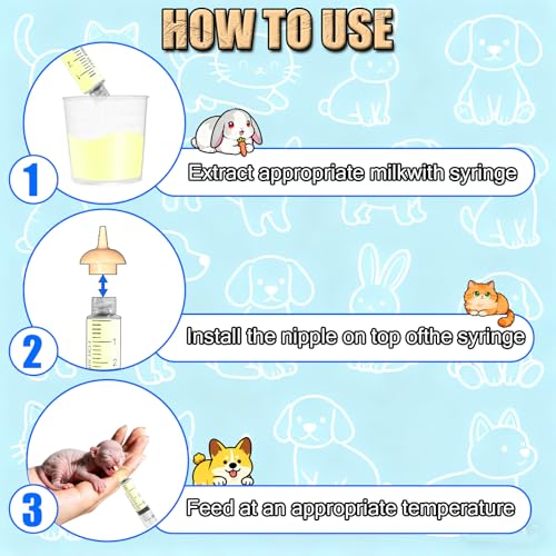 Puppy Kitten Bottle Feeding Kit, Newborn Baby Dog Cat Rabbit Feeding Bottles with Nipples Feeder Pet Nursing Kit