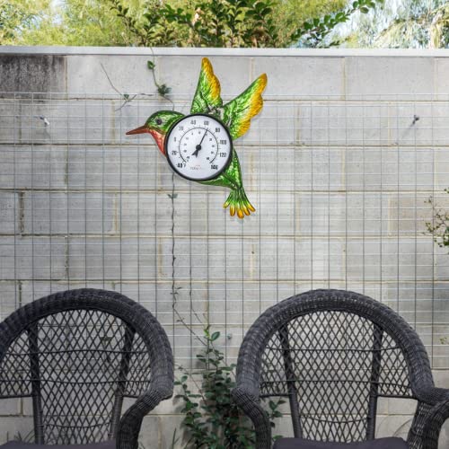 Indoor Outdoor Thermometer, Hummingbird Wall Thermometer | No Batteries Required, Decorative for Patio, Living Room, Garden Greenhouse, Wine Cellar - style: Hummingbird-Shape