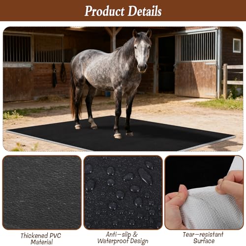 4x6 Ft Horse Stall Mat, Stable Mats for Horses with Shock Absorption & Cushioning Waterproof Non-Slip Flooring, Easy to Clean Mat for Stalls Farm Cattle Sheep Pig Shed Livestock Barn