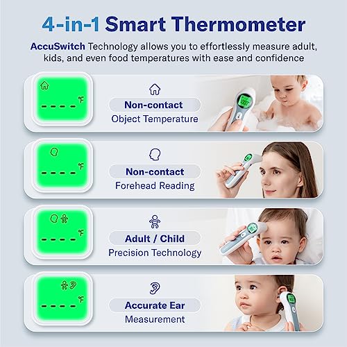 Alcedo Forehead and Ear Thermometer for Adults, Kids, and Baby | Touchless, Instant Read, Medical Grade, Accurate Digital Infrared Thermometer, Pouch & Batteries Included