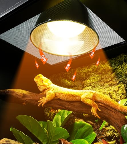 REPTI ZOO Lighting Combo Kit 160W Reptile Heat Lamp UVA UVB Bulbs for Reptiles and 8.5 Inch Reptile Light Fixture Dome Lamp Fixture Dome Light with Timer Tortoises/Snakes/Lizards/Bearded Dragons