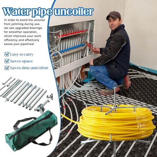 Pex Piping Uncoiler, Pipe Reel Dispenser for 3/8" to 1", Pex Tube Uncoiler Suitable for Pipes, Radiant Potable Water, Floor Heating Pipes