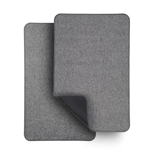 Bath Mat,Ultra Thin Bathroom Rugs,Rubber Bath Mats for Bathroom,Bath rugs | Non Slip,Quick Dry,Machine Washable,Low Pile,Absorbent,Shower Outside,Sink,Bathroom Decor Accessories.Dark Grey,17x27(2 Pack) - color: Dark Grey, size: 1'5" X 2'3" (2 Pack)