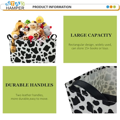 NTAOHAMPER Rectangular Cow Storage Basket, Waterproof Cowprint Box with Handles, Room Decor, Gift Basket for CowLovers, Collapsible Storage Bin(Cow) - color: Cow Pattern