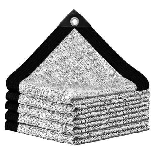 Shade Cloth-80% Aluminum Sunblock Neting,Durable Mesh Tarp with Grommets,Shade Cloth for Garden,Car, Outdoor Pergola,Greenhouse,Chicken Coop and Dog Kennel(Silver) - size: 8×16FT