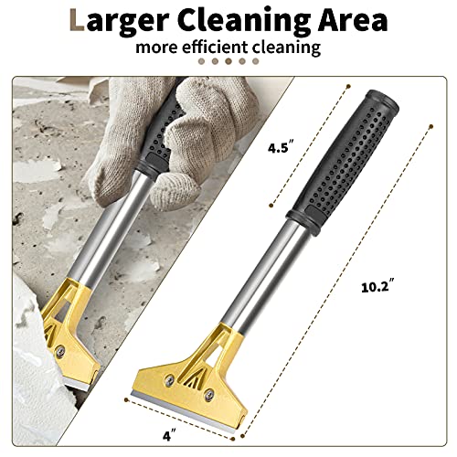 Razor Blade Scraper, 4 inch Scraper Tool with 10PCS Extra Metal Blades, Large Cleaning Razor Scraper, Floor Scraper, Glass Stove top Scraper, Window Scraper for Paint, Gum, Glue Remover