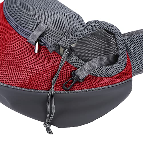 Dog Pet Sling Carrier Puppy Cat Sling Mesh Carrying Bag Adjustable Strap Breathble Small Dog Cat Satchel Carrier Hand Free Safe Front Backpack Soft Foldable Pet Purse Pouch Travel Outdoor - color: Red