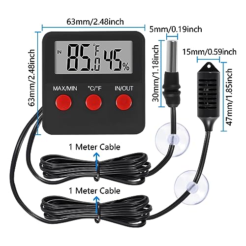 4Pcs Digital Thermometer and Humidity Thermometers Indoor and Outdoor Digital Temperature and Hygrometer Gauge with Probe for Reptile Terrarium Thermometer Pet Keeping - color: 4PCS
