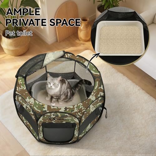 Siedihit Playpen for Small Dog Cat, Dogs Tent Crate Cage Indoor | Outdoor, Portable Pop Up Dog Kennel with Carrying Bag for Rabbits (Green Camo, Small) - color: Green Camo