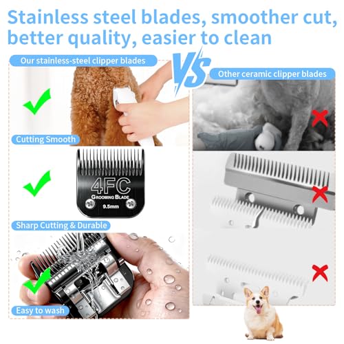 3 Pcs Size 7FC Detachable Dog Grooming Blades, Compatible with Andis, Oster A5, Wahl KM10 Series Clippers, Cut Length 3.2mm, Black (7FC 3.2mm, 3Pcs) - size: 7FC 3.2mm, 3Pcs