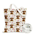 Aesthetic Canvas Tote Bag for Women - with Magnetic Snap Closure & Zipper Inner Pocket Reusable Totes Bag - color: Cow1