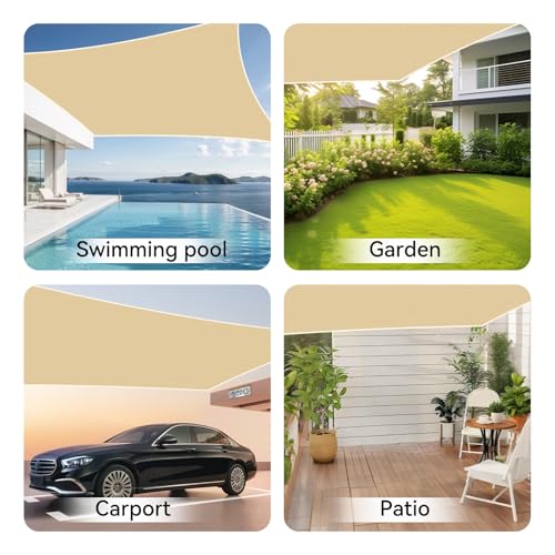 90% 10x30 FT Sun Shade Cloth, UV Resistant with Reinforced Grommets, Beige | Blocks harsh sun & UV rays while breathable HDPE mesh creates cooler outdoor spaces for pergolas, patios, gardens & backyards